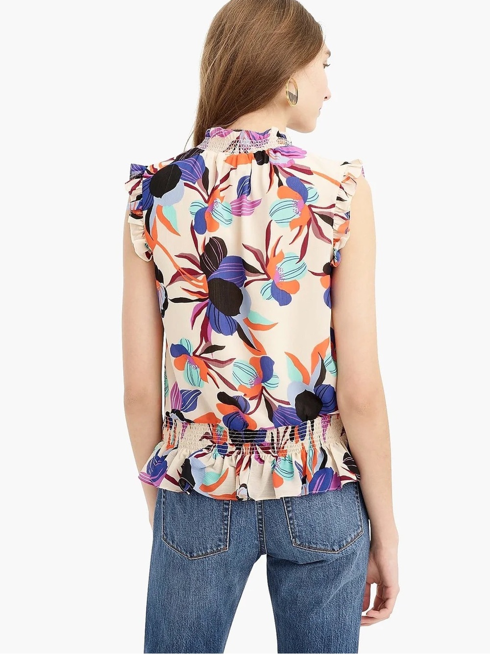 J CREW🪻Watercolor Chiffon Smocked Blouse - Picture 2 of 11